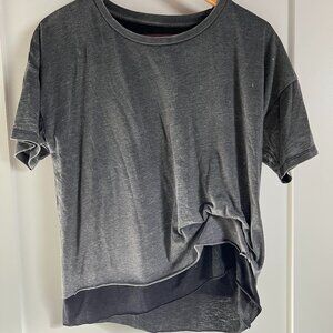 AllSaints Charcoal Layered Asymmetrical Tee – XS